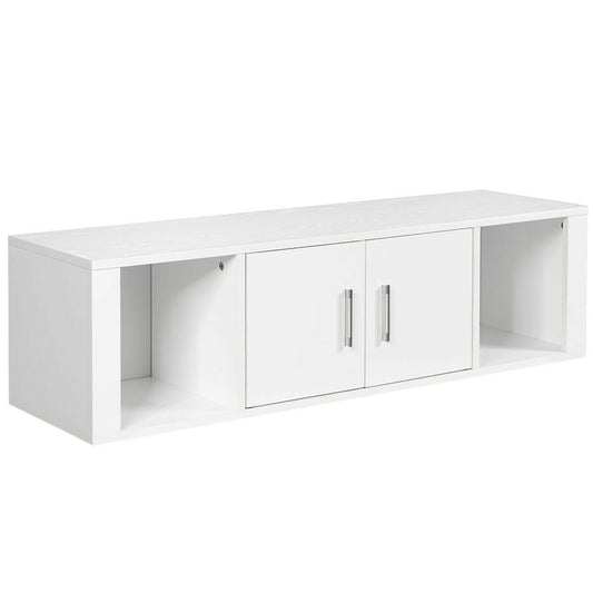 Wall Mounted Floating 2 Door Desk Hutch Storage Shelves, White Living Room   at Gallery Canada