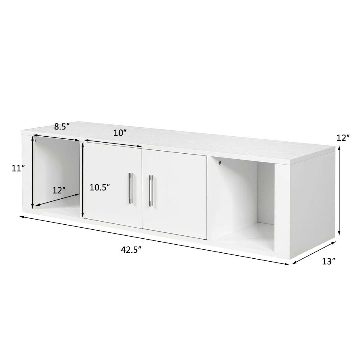 Wall Mounted Floating 2 Door Desk Hutch Storage Shelves, White Living Room   at Gallery Canada