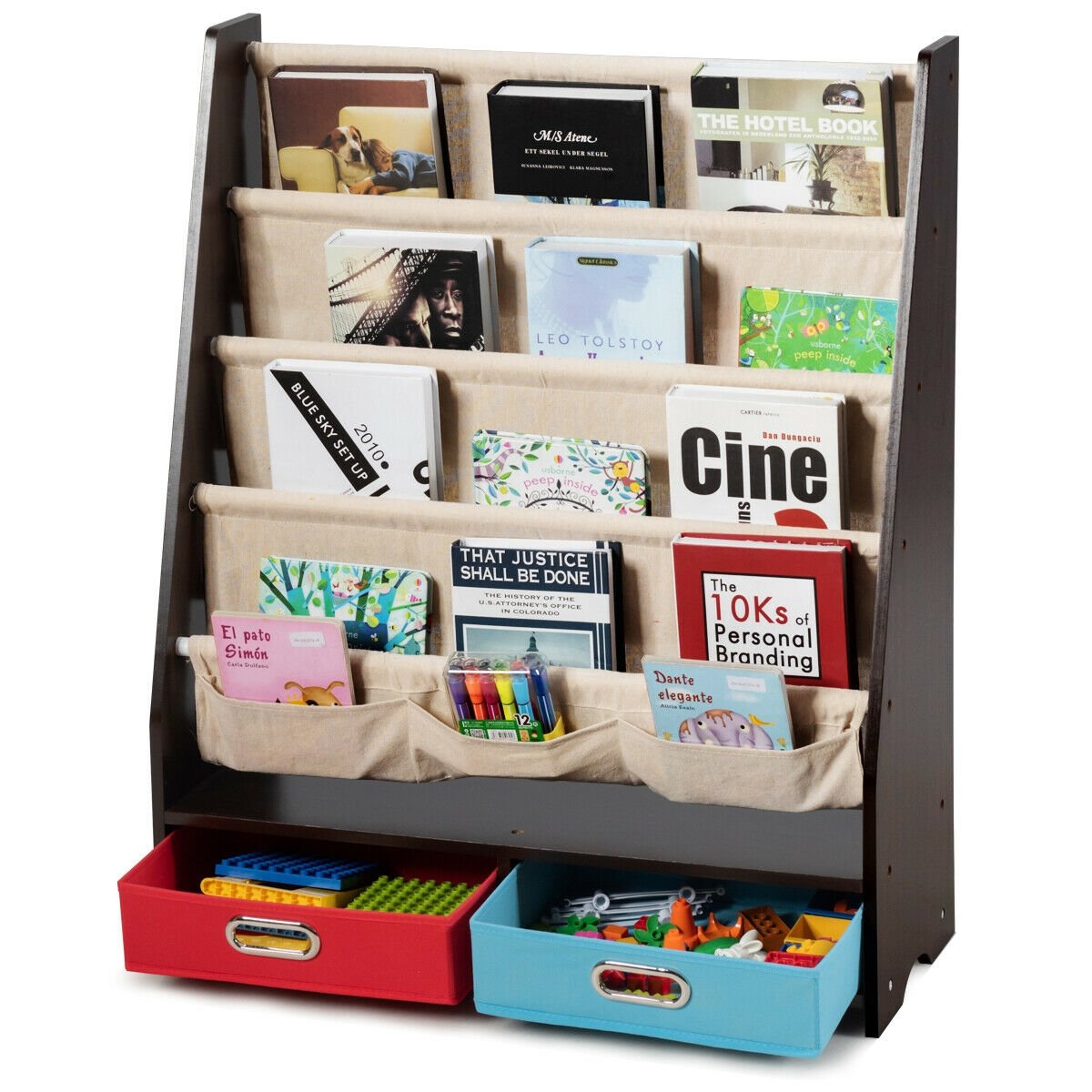 Kids Book and Toys Organizer Shelves, Brown - Gallery Canada