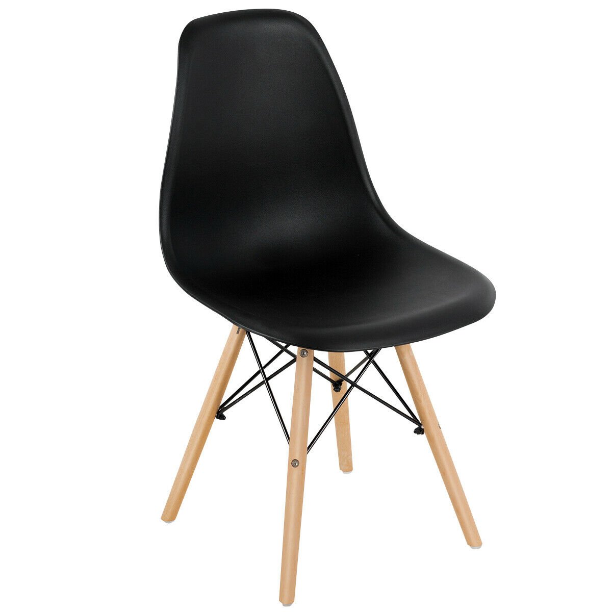 Set of 4 Modern Dining Side Chair Wood Legs, Black Dining Chairs   at Gallery Canada