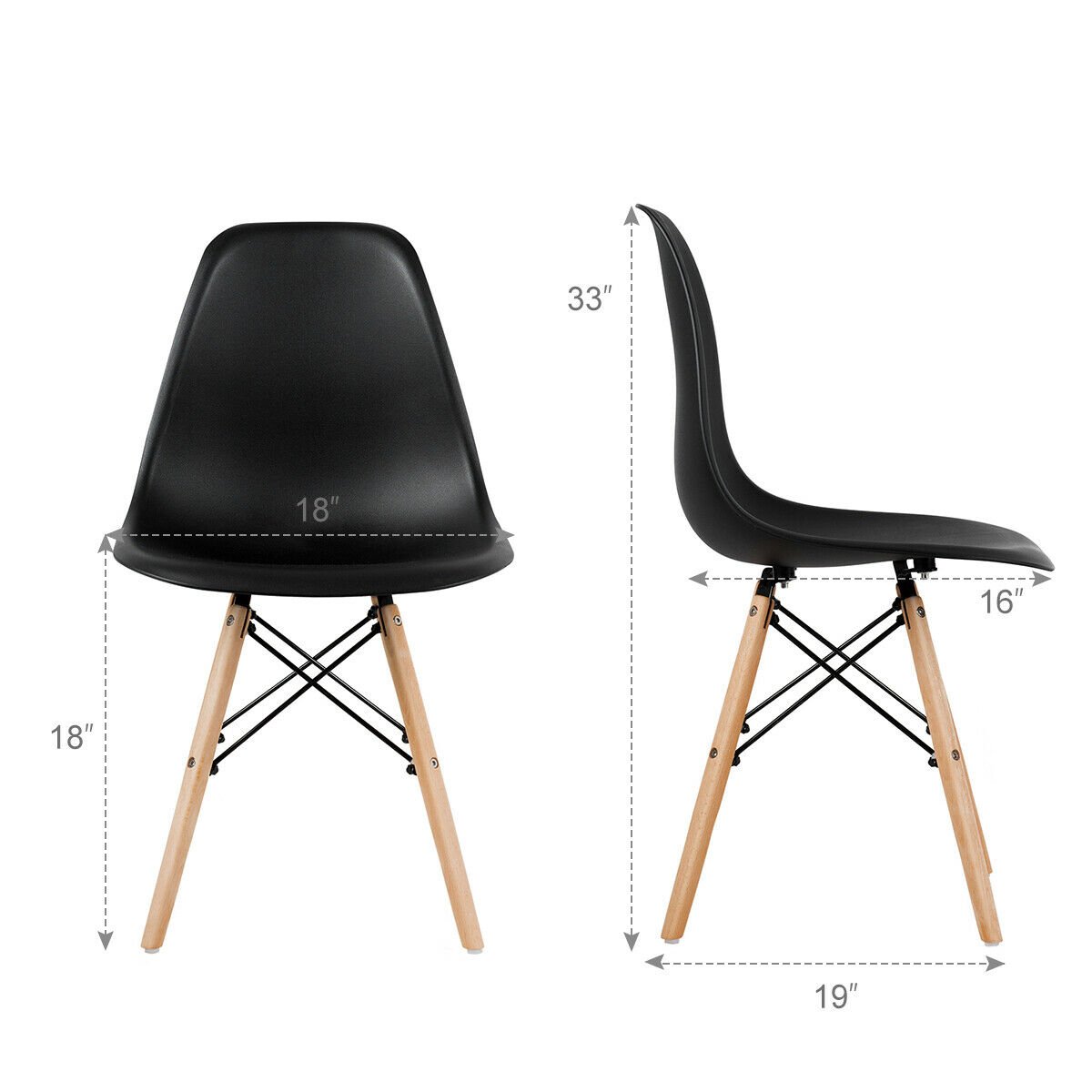 Set of 4 Modern Dining Side Chair Wood Legs, Black Dining Chairs   at Gallery Canada