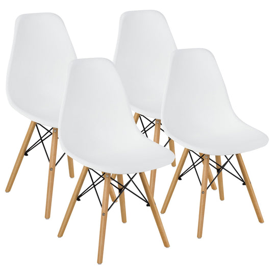 Set of 4 Modern Dining Side Chair Wood Legs, White Dining Chairs   at Gallery Canada