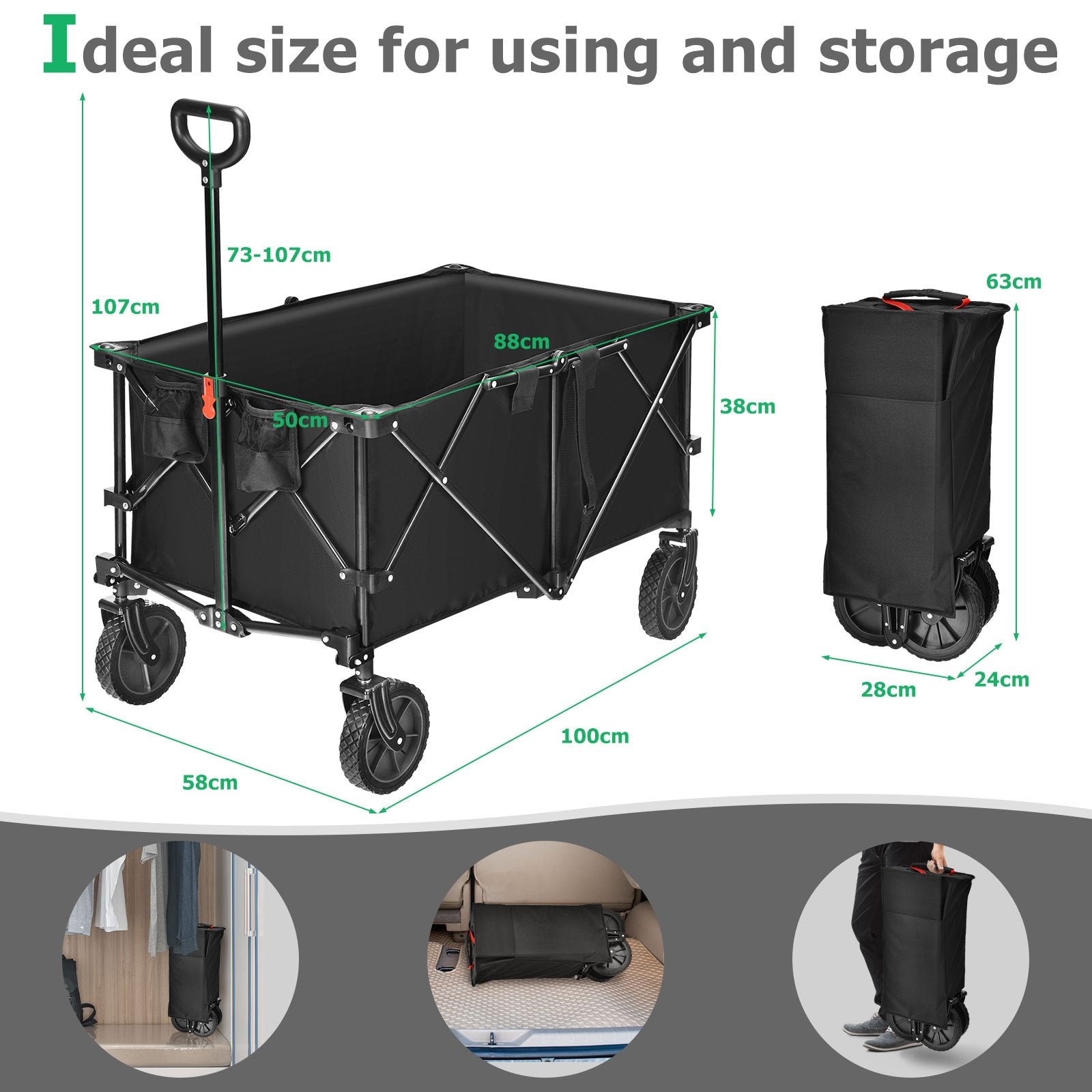 Outdoor Utility Garden Trolley Buggy , Black Garden Carts   at Gallery Canada