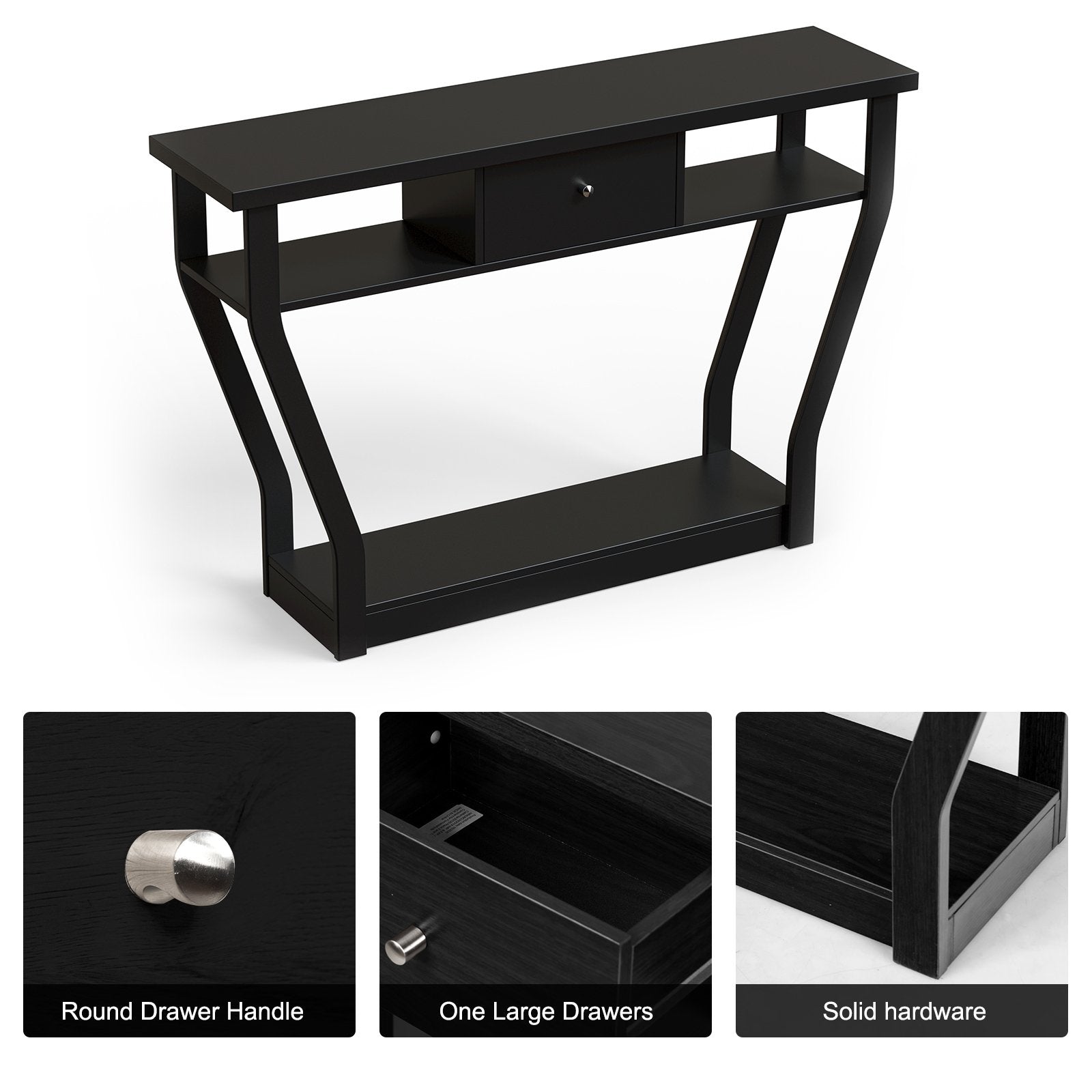 Modern Sofa Accent Table with Drawer, Black Console Tables   at Gallery Canada