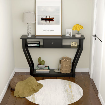 Modern Sofa Accent Table with Drawer, Black Console Tables   at Gallery Canada