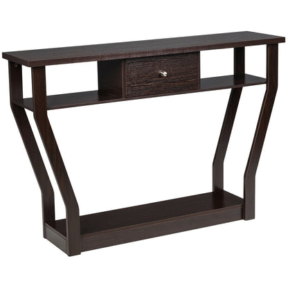 Modern Sofa Accent Table with Drawer, Brown Console Tables   at Gallery Canada