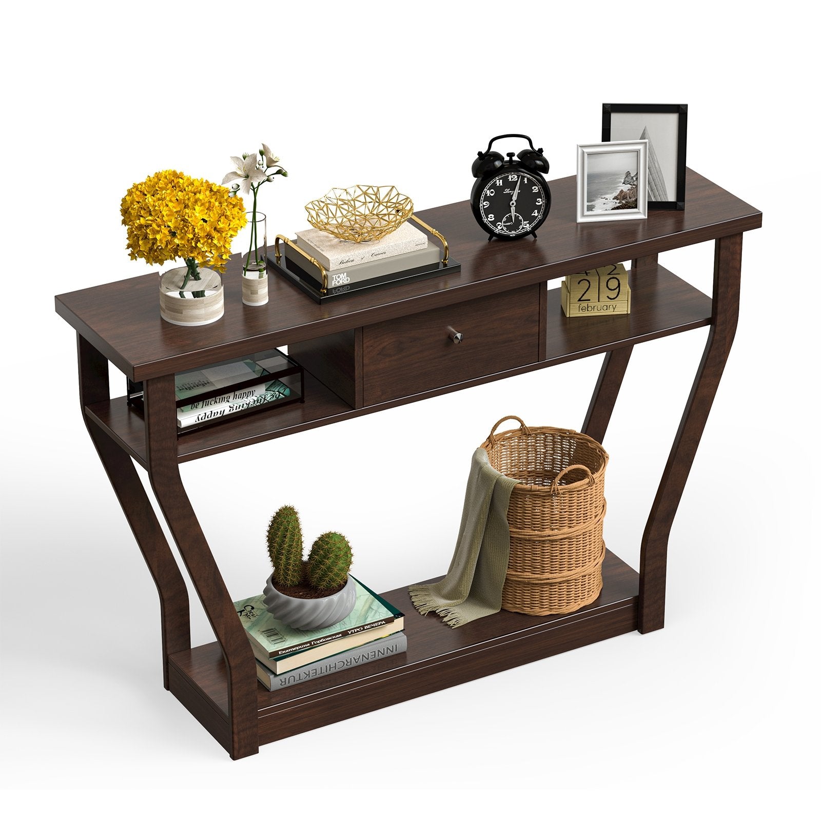 Modern Sofa Accent Table with Drawer, Brown Console Tables   at Gallery Canada