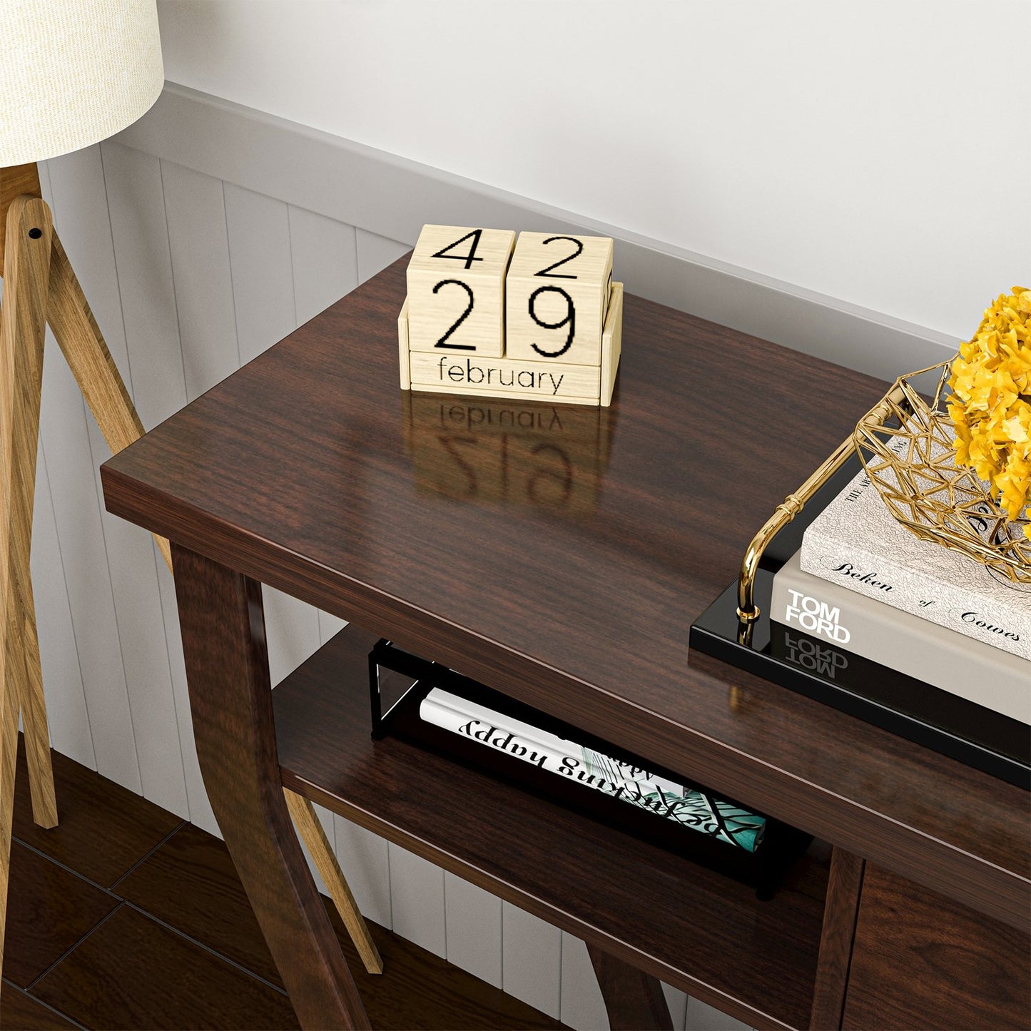 Modern Sofa Accent Table with Drawer, Brown Console Tables   at Gallery Canada