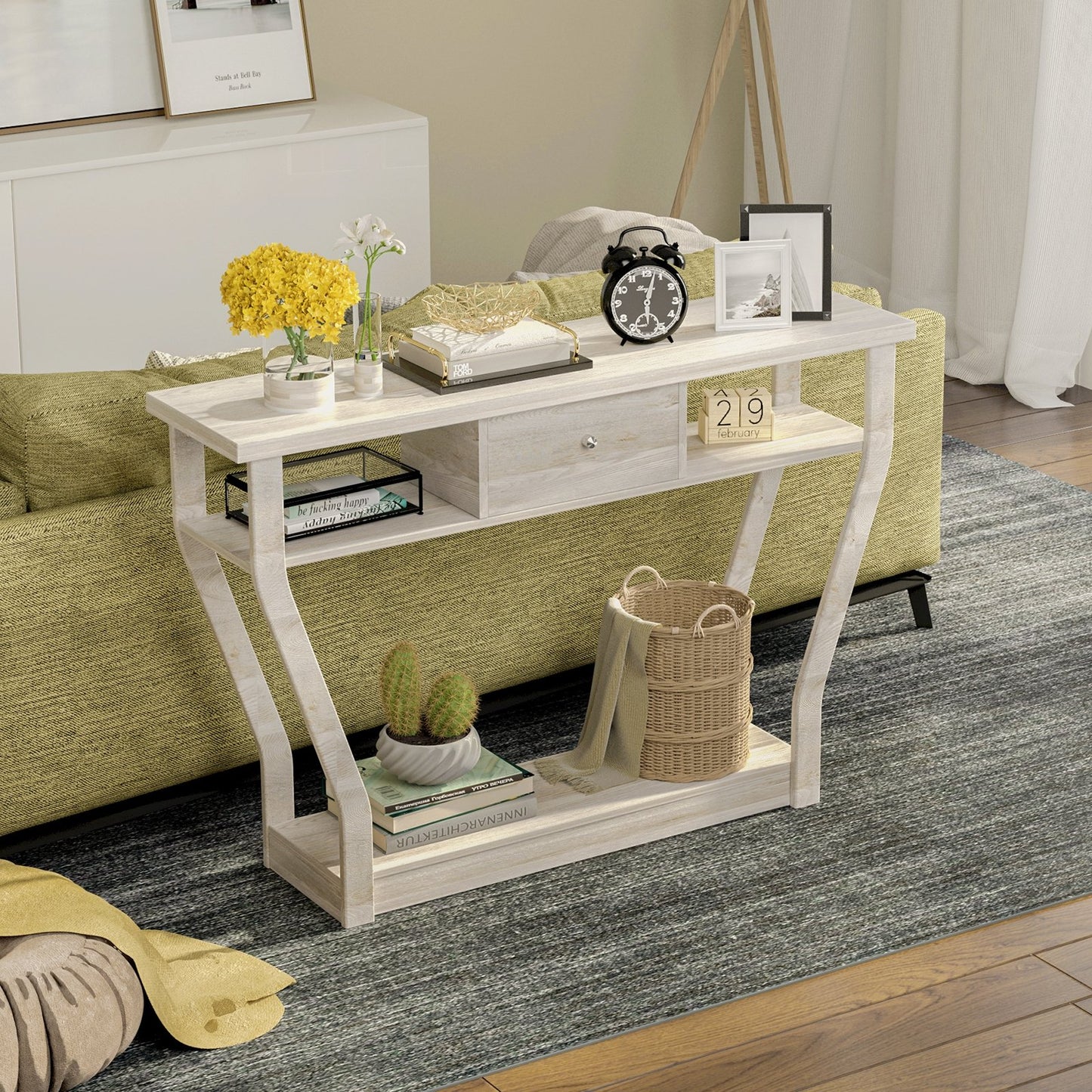 Modern Sofa Accent Table with Drawer, Gray Console Tables   at Gallery Canada