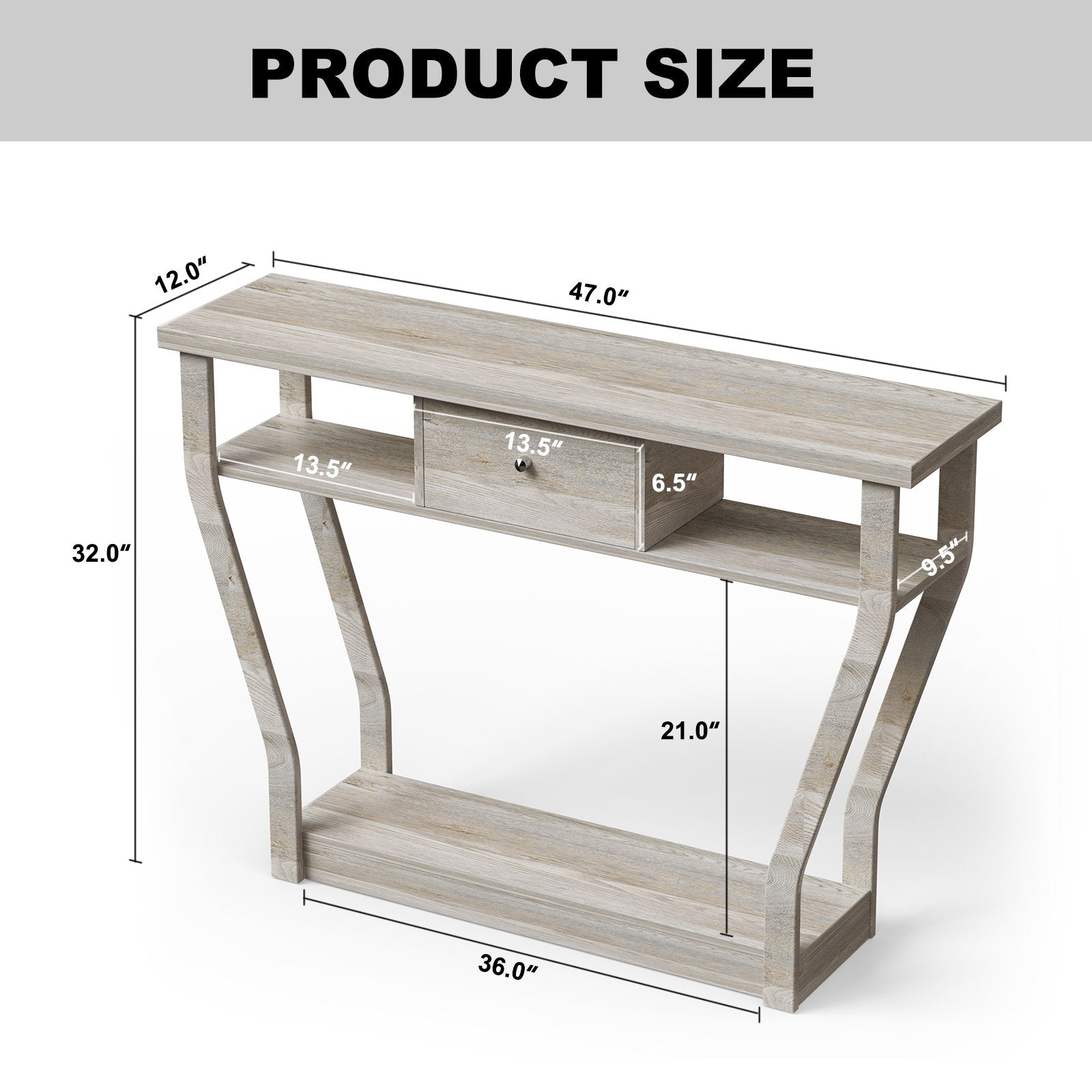 Modern Sofa Accent Table with Drawer, Gray Console Tables   at Gallery Canada