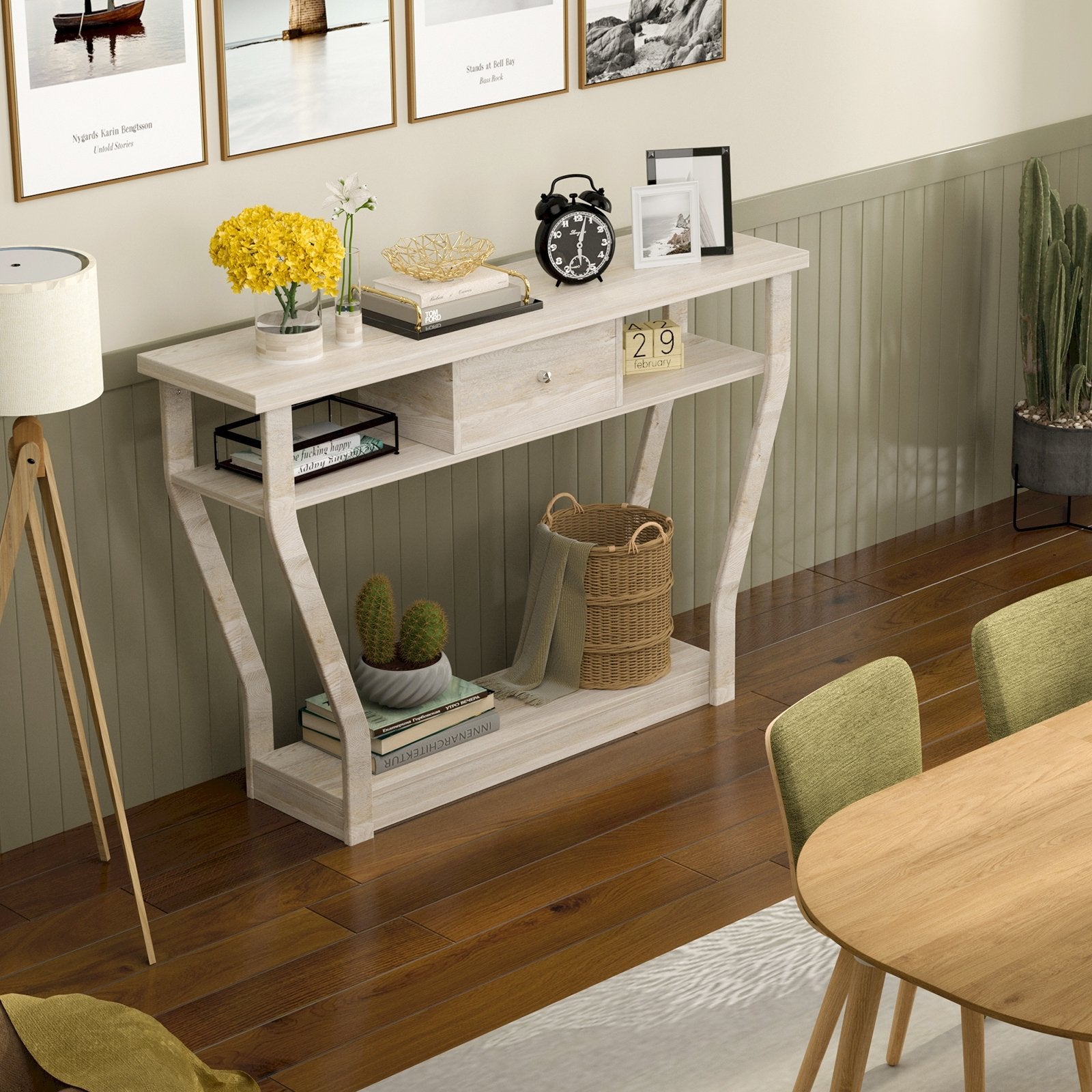 Modern Sofa Accent Table with Drawer, Gray Console Tables   at Gallery Canada