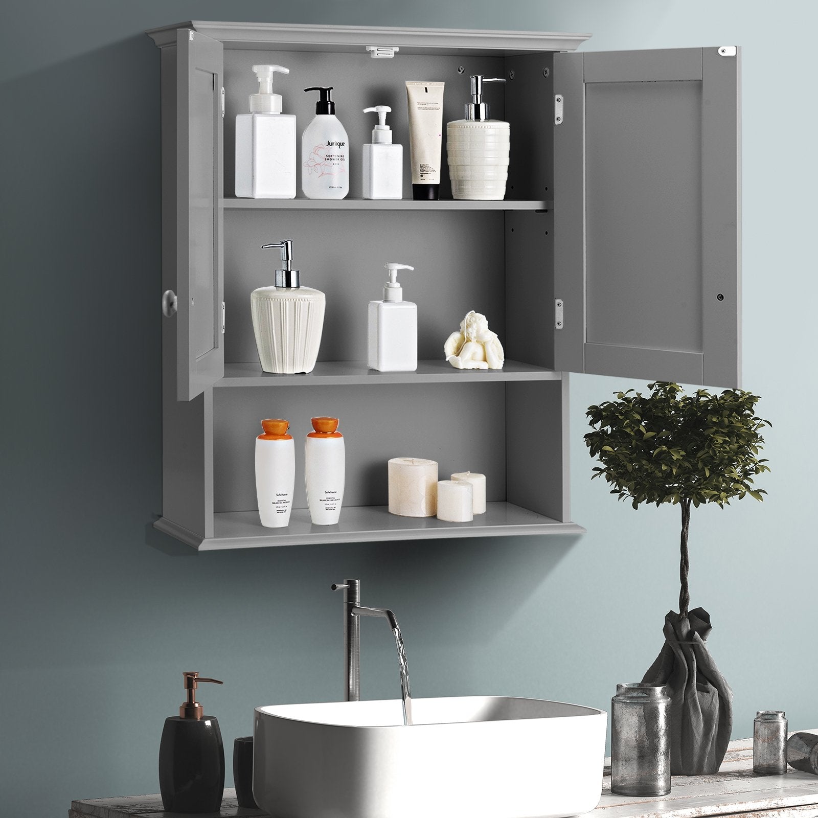 Wall Mount Bathroom Storage Cabinet, Gray Wall Cabinets   at Gallery Canada