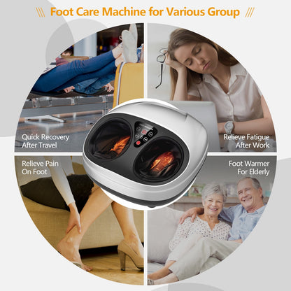 Shiatsu Foot Massager with Heat Kneading Rolling Scraping Air Compression, Silver - Gallery Canada