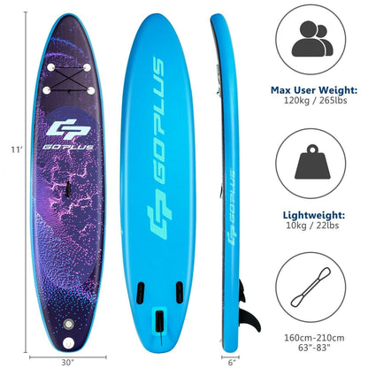 11 Feet Inflatable Stand Up Paddle Board Surfboard with Bag Aluminum Paddle Pump-L, Blue Surfing   at Gallery Canada