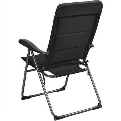 Set of 4 Patio Folding Chairs with Adjustable Backrest, Black Patio Dining Chairs   at Gallery Canada