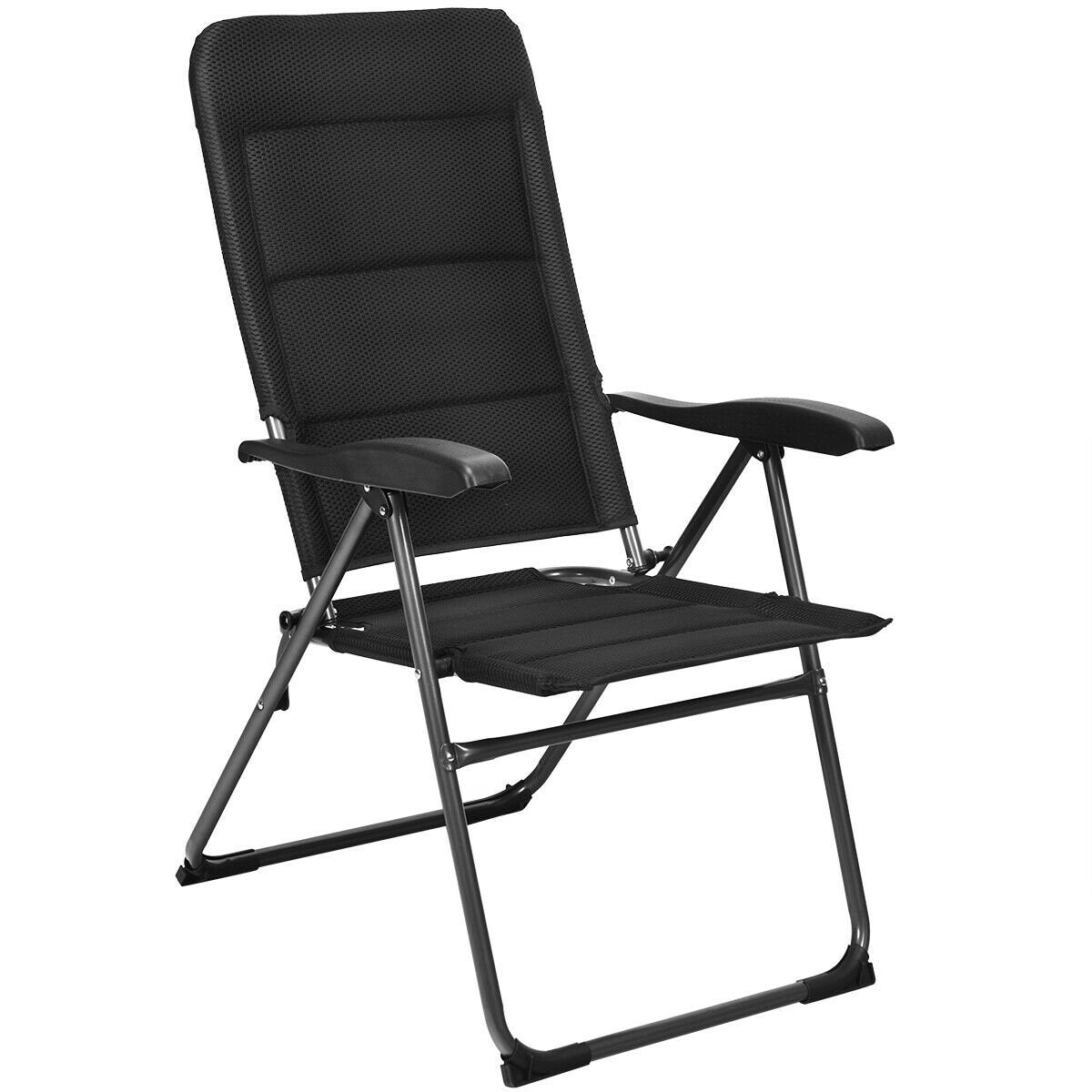 Set of 4 Patio Folding Chairs with Adjustable Backrest, Black Patio Dining Chairs   at Gallery Canada