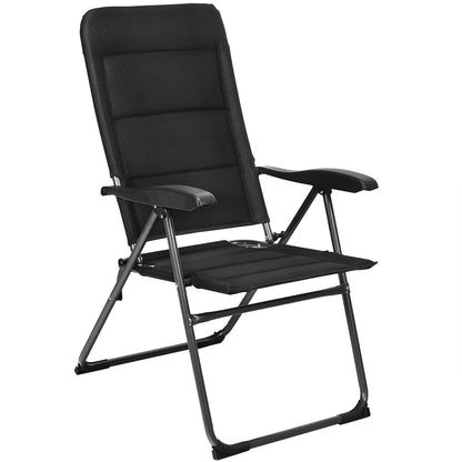 Set of 4 Patio Folding Chairs with Adjustable Backrest, Black Patio Dining Chairs   at Gallery Canada