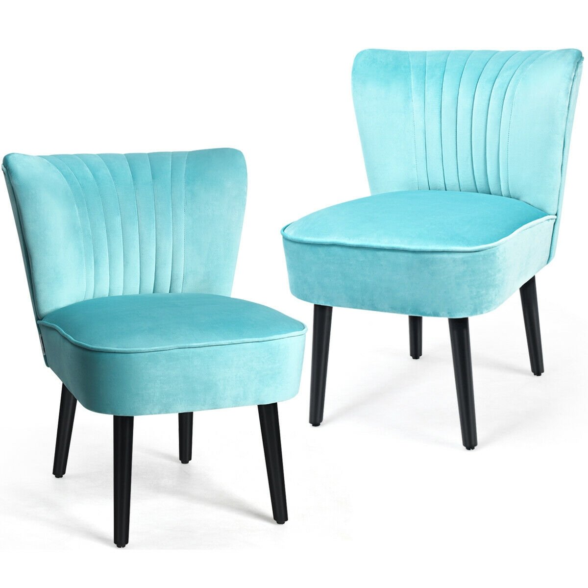 Set of 2 Armless Upholstered Leisure Accent Chair, Turquoise Accent Chairs   at Gallery Canada