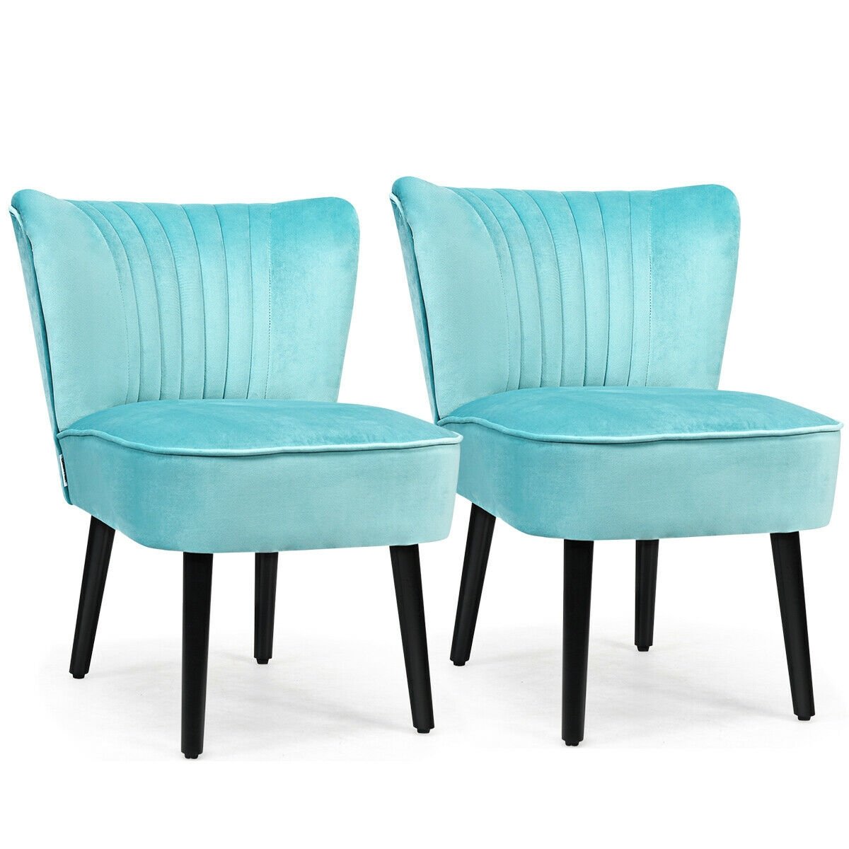 Set of 2 Armless Upholstered Leisure Accent Chair, Turquoise Accent Chairs   at Gallery Canada