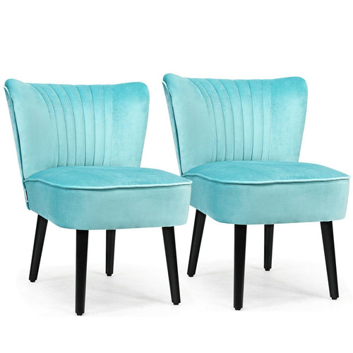 Set of 2 Armless Upholstered Leisure Accent Chair, Turquoise