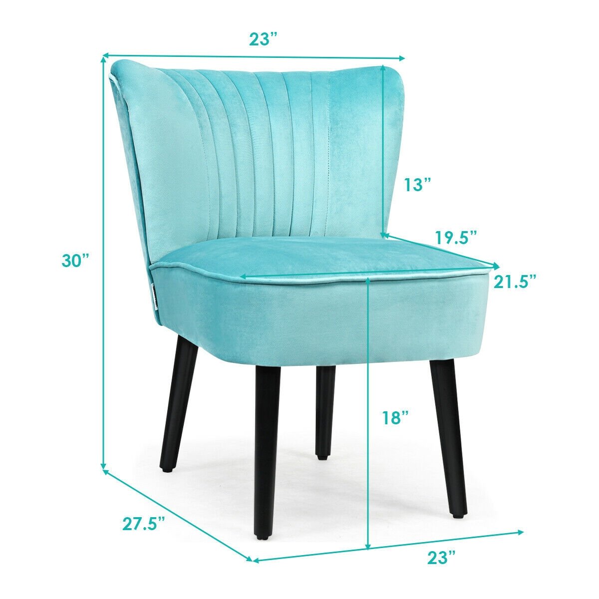 Set of 2 Armless Upholstered Leisure Accent Chair, Turquoise Accent Chairs   at Gallery Canada