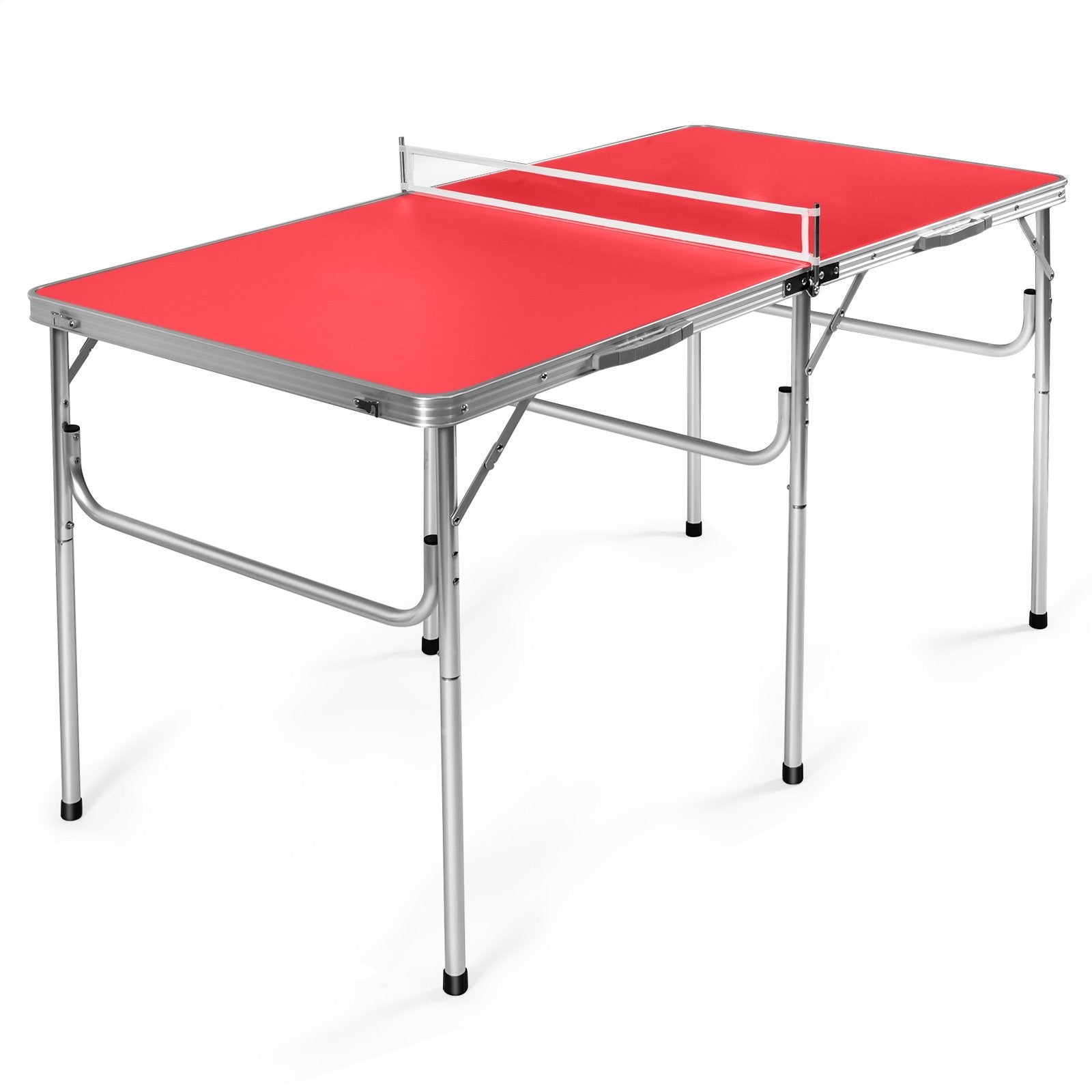 60 Inch Portable Tennis Ping Pong Folding Table with Accessories, Red Sport Equipments   at Gallery Canada