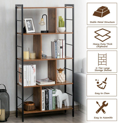 4-Tier Industrial Bookshelf Floor Standing Storage Rack Large Storage, Brown - Gallery Canada