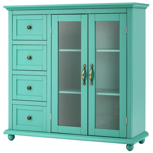 Buffet Sideboard Table Kitchen Storage Cabinet with Drawers and Doors, Green Sideboards Cabinets & Buffets   at Gallery Canada