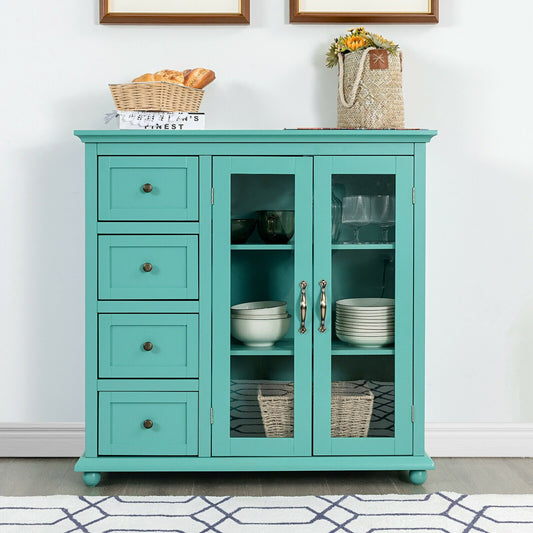 Buffet Sideboard Table Kitchen Storage Cabinet with Drawers and Doors, Green Sideboards Cabinets & Buffets   at Gallery Canada
