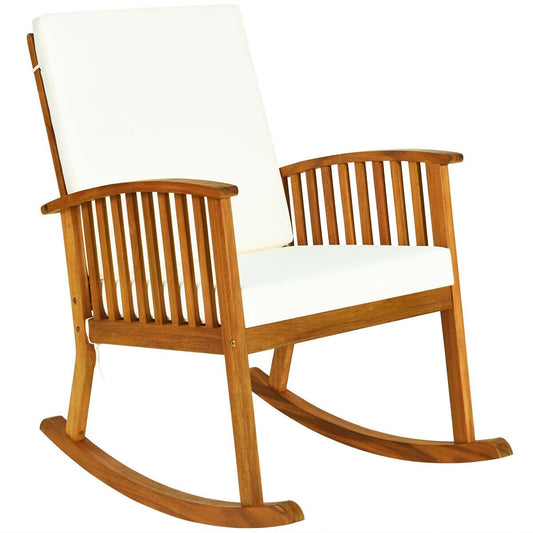 Outdoor Acacia Garden Wood Rocking Chair, Natural Patio Rocking Chairs & Gliders   at Gallery Canada