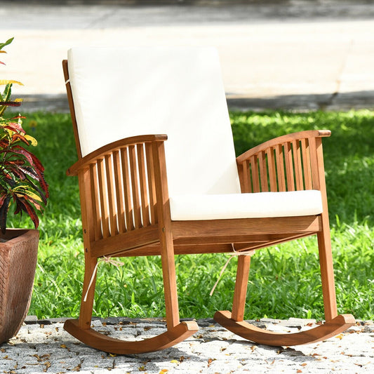 Outdoor Acacia Garden Wood Rocking Chair, Natural Patio Rocking Chairs & Gliders   at Gallery Canada