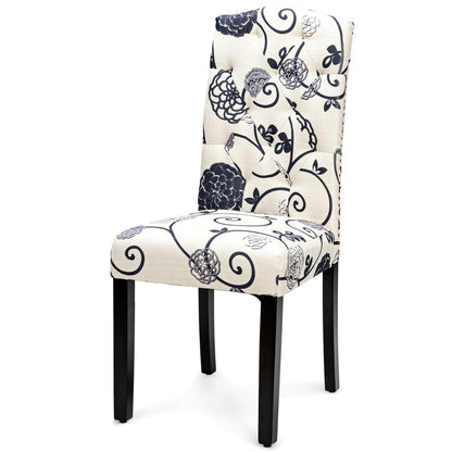 Set of 2 Tufted Upholstered Dining Chairs-Black and White, Black & White Dining Chairs   at Gallery Canada