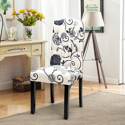 Set of 2 Tufted Upholstered Dining Chairs-Black and White, Black & White Dining Chairs   at Gallery Canada