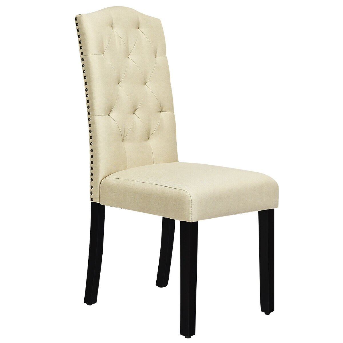 Set of 2 Tufted Upholstered Dining Chairs, Beige Dining Chairs   at Gallery Canada