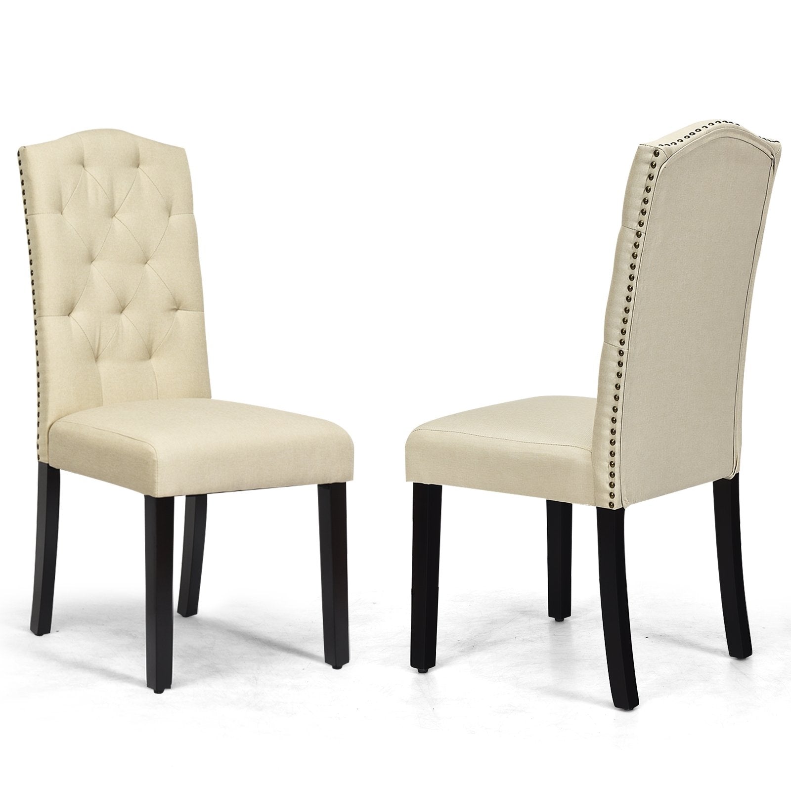 Set of 2 Tufted Upholstered Dining Chairs, Beige Dining Chairs   at Gallery Canada