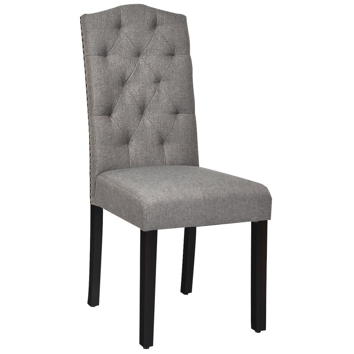 Set of 2 Tufted Upholstered Dining Chairs, Gray Dining Chairs   at Gallery Canada