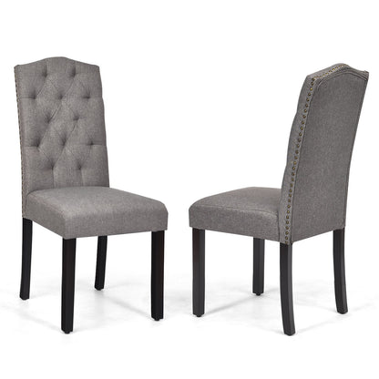 Set of 2 Tufted Upholstered Dining Chairs, Gray Dining Chairs   at Gallery Canada