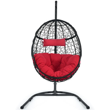 Hanging Cushioned Hammock Chair with Stand, Red - Gallery Canada
