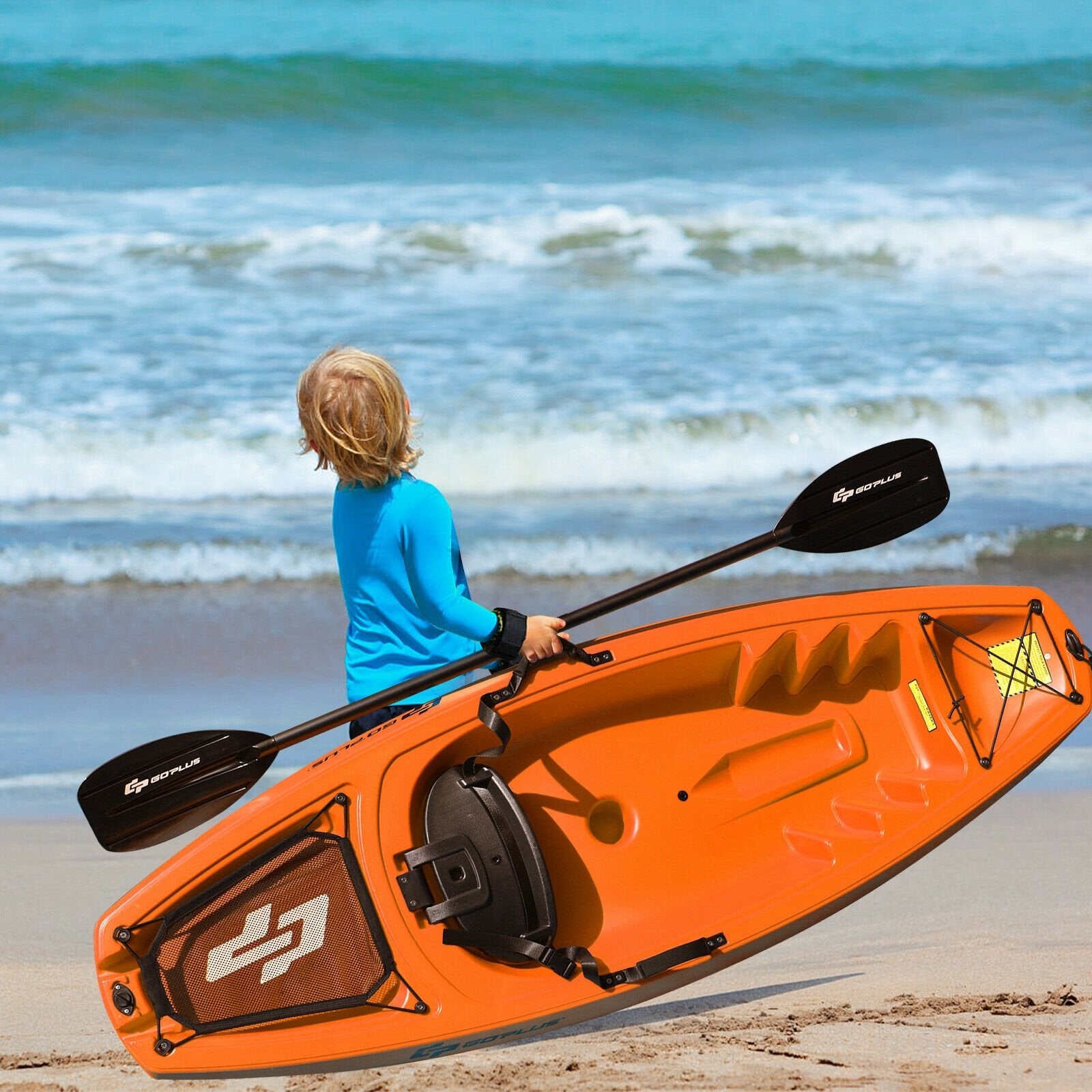 6 Feet Youth Kids Kayak with Bonus Paddle and Folding Backrest for Kid Over 5, Orange - Gallery Canada