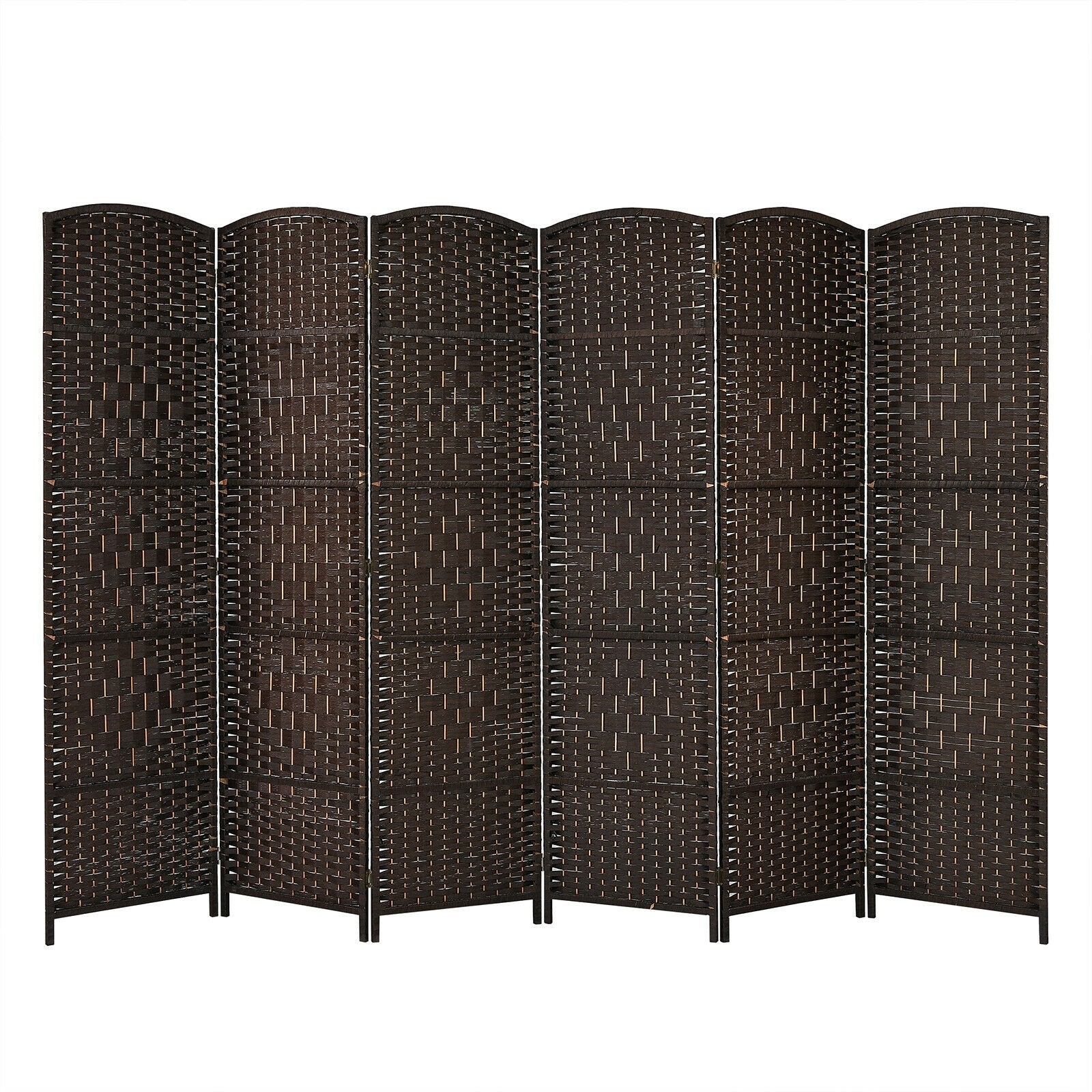 6.5Ft 6-Panel Weave Folding Fiber Room Divider Screen, Brown Room Dividers   at Gallery Canada