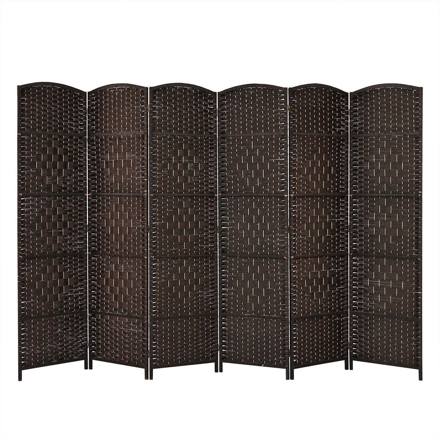 6.5Ft 6-Panel Weave Folding Fiber Room Divider Screen, Brown Room Dividers   at Gallery Canada