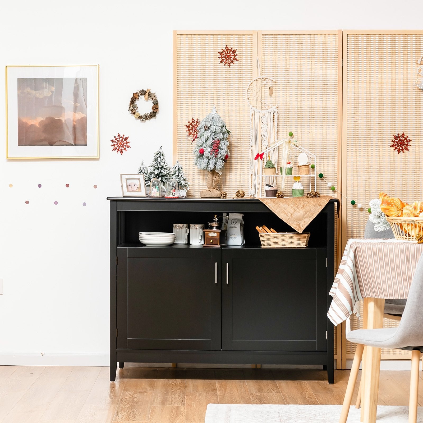 Modern Practical Wooden Kitchen Lockers with Large Storage Space, Black Sideboards Cabinets & Buffets   at Gallery Canada