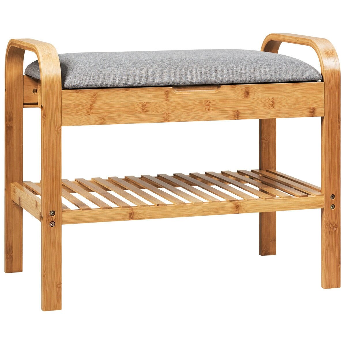 Shoe Rack Bench Bamboo with Storage Shelf , Natural Shoe Racks & Storage Benches   at Gallery Canada