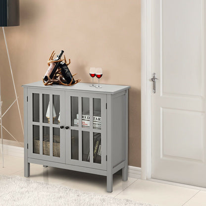 Glass Door Sideboard Console Storage Buffet Cabinet, Gray Sideboards Cabinets & Buffets   at Gallery Canada