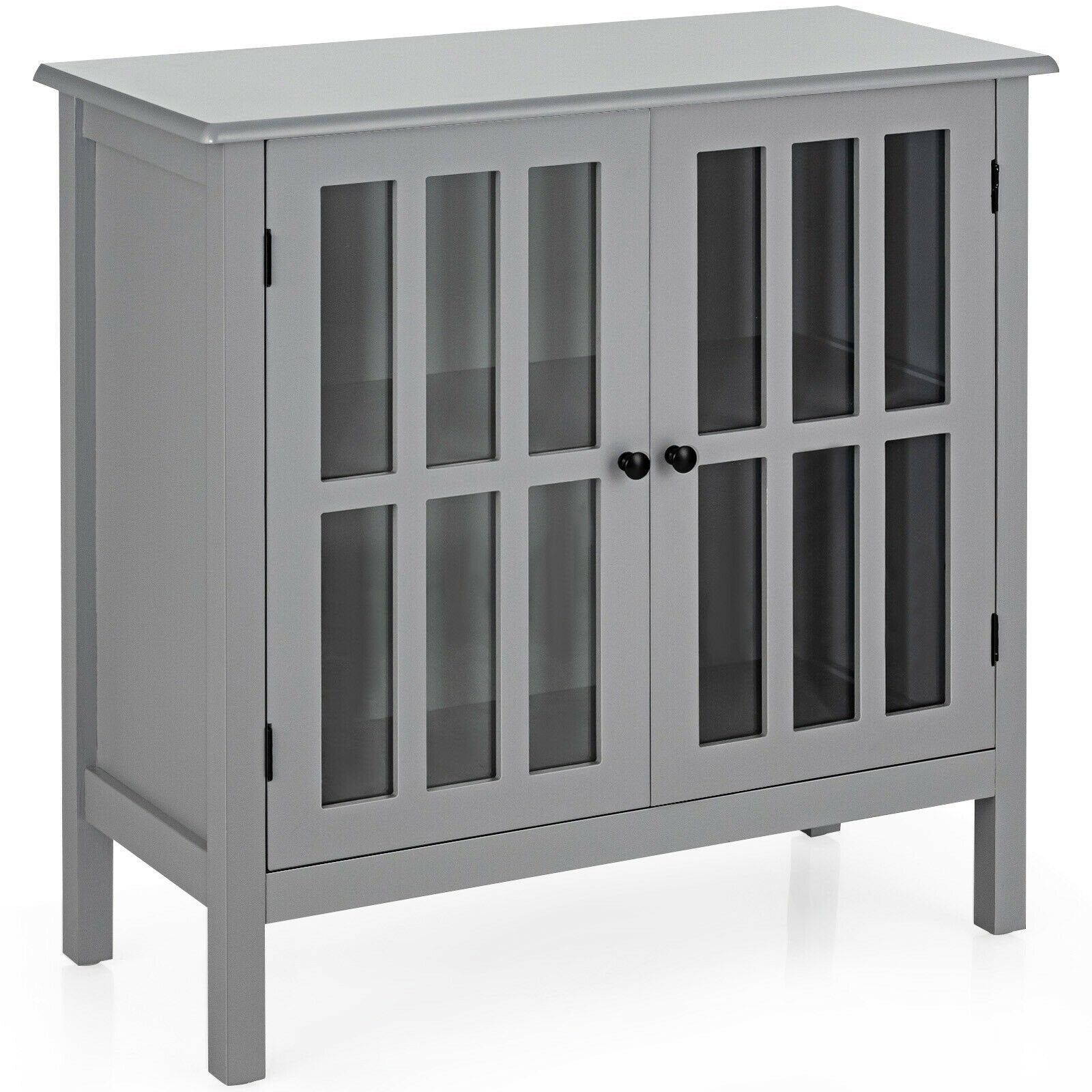 Glass Door Sideboard Console Storage Buffet Cabinet, Gray Sideboards Cabinets & Buffets   at Gallery Canada