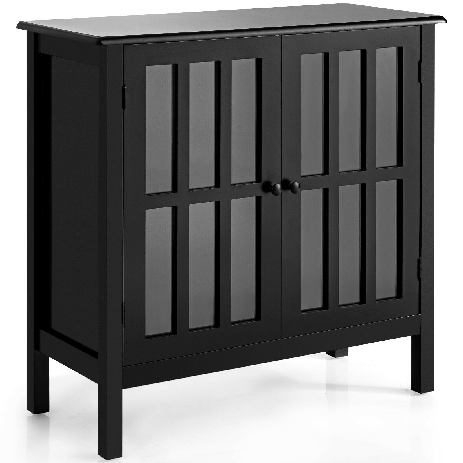 Glass Door Sideboard Console Storage Buffet Cabinet, Black Sideboards Cabinets & Buffets   at Gallery Canada