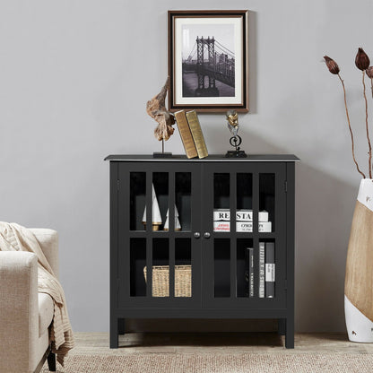 Glass Door Sideboard Console Storage Buffet Cabinet, Black Sideboards Cabinets & Buffets   at Gallery Canada