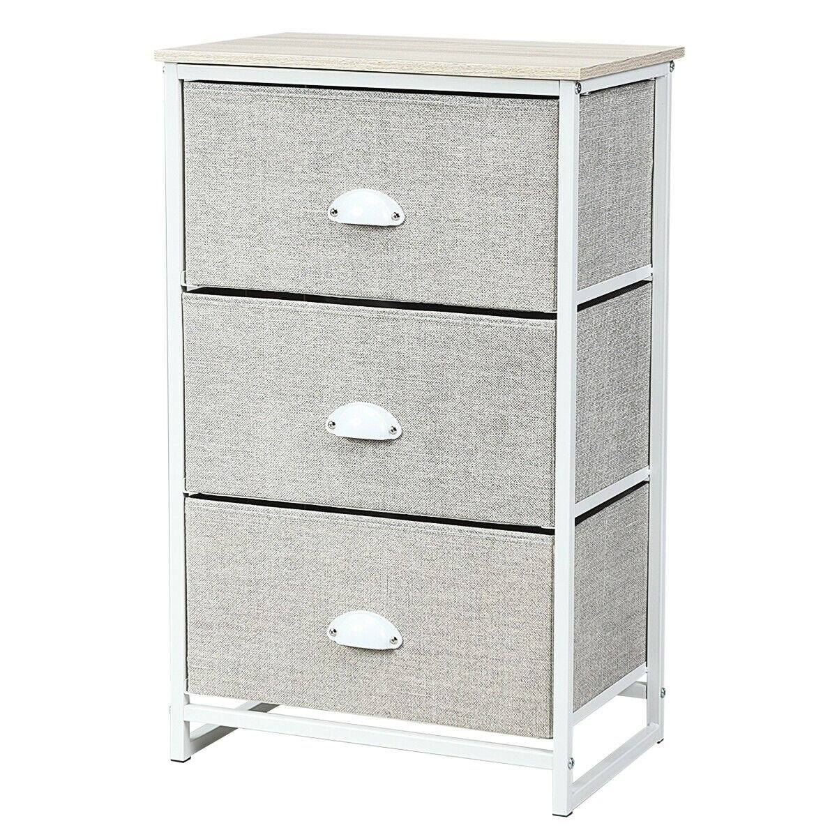 Nightstand Side Table Storage Tower Dresser Chest with 3 Drawers, Gray Nightstands   at Gallery Canada