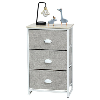 Nightstand Side Table Storage Tower Dresser Chest with 3 Drawers, Gray Nightstands   at Gallery Canada