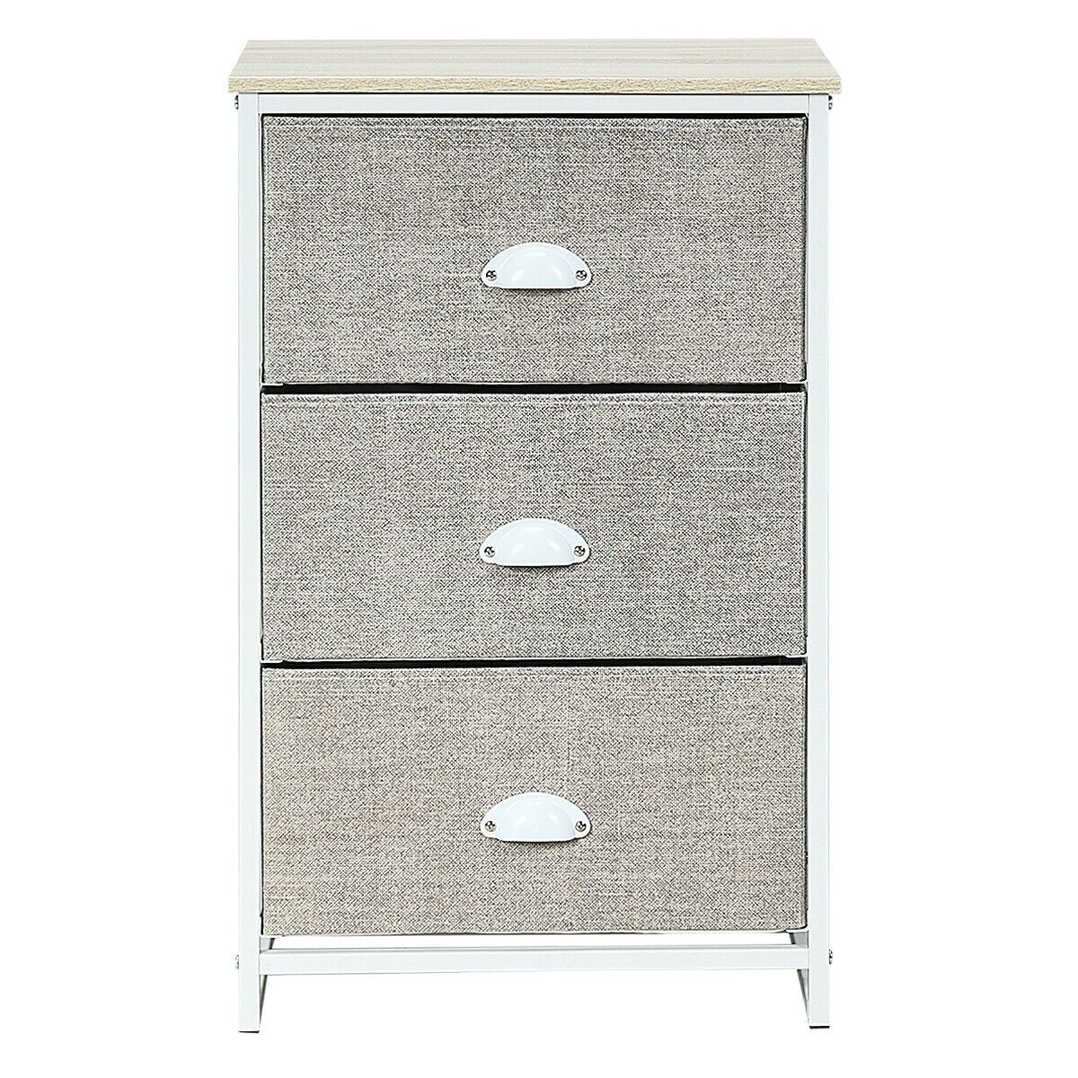 Nightstand Side Table Storage Tower Dresser Chest with 3 Drawers, Gray Nightstands   at Gallery Canada